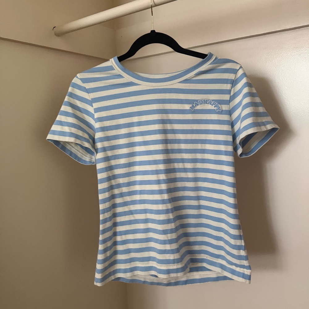 Madhappy Blue & White Striped Crewneck Tee